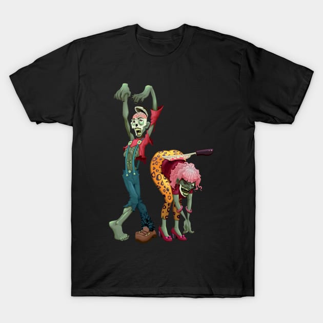 Zombie Couple T-Shirt by ddraw